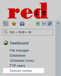 redIT Control Panel - Domain Names menu