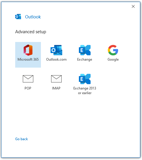 Outlook Wizard step 2