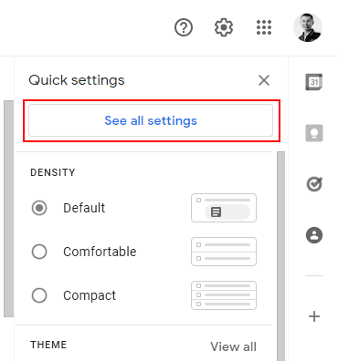 Gmail See All Settings button